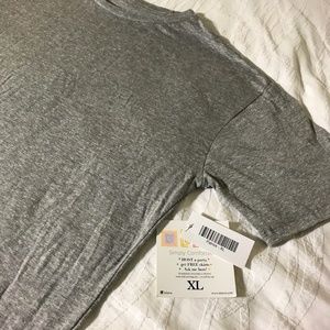 Lularoe XL Patrick T Shirt NWT Solid Charcoal Gray